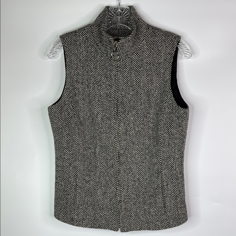 Coldwater Green Black White Wool Blend Vest Size 4